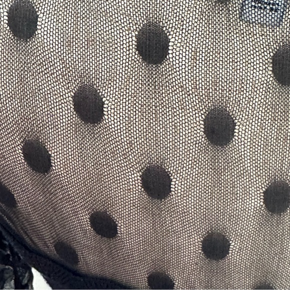 Anthropologie Knitted and Knotted polka dot mesh sweater Navey - Picture 6 of 16
